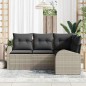 vidaXL Set Divano da Giardino 4 Pezzi con Cuscini in Rattan Sintetico Grigio Chiaro