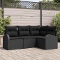 vidaXL Set da giardino 4 pezzi con cuscini in rattan sintetico nero