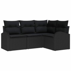 vidaXL Set da giardino 4 pezzi con cuscini in rattan sintetico nero