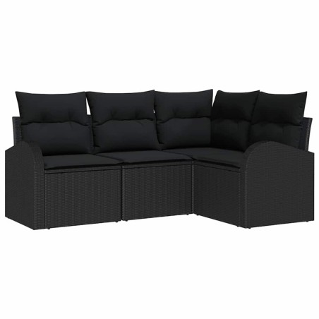 vidaXL Set da giardino 4 pezzi con cuscini in rattan sintetico nero