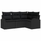 vidaXL Set da giardino 4 pezzi con cuscini in rattan sintetico nero