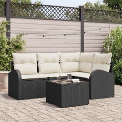 vidaXL Set di divani da giardino 4 pezzi con cuscini in rattan sintetico marrone.