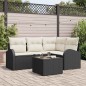 vidaXL Set di divani da giardino 4 pezzi con cuscini in rattan sintetico marrone.