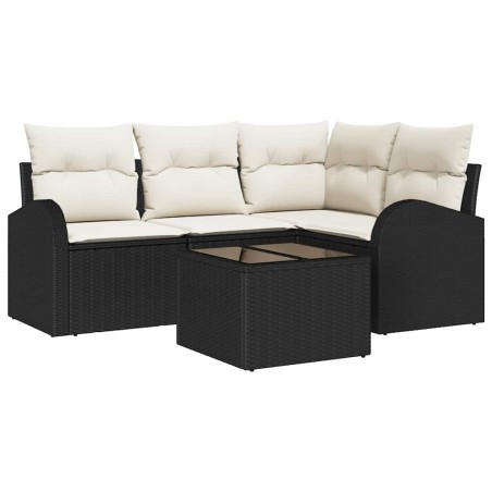 vidaXL Set di divani da giardino 4 pezzi con cuscini in rattan sintetico marrone.
