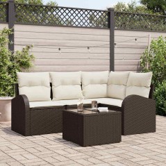 vidaXL Set divano da giardino 5 pezzi con cuscini grigi in rattan sintetico.