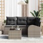 vidaXL Set di divani da giardino in 5 pezzi con cuscini grigi in polirattan