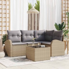 vidaXL Set da Giardino a 5 Pezzi con Cuscini Rattan Nero