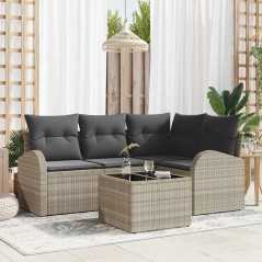 vidaXL Set da giardino 5 pezzi con cuscini grigi in polirattan