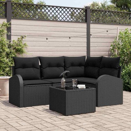 vidaXL Set di divani da giardino 5 pezzi con cuscini beige in polyrattan