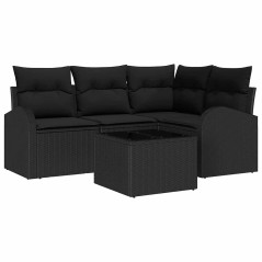 vidaXL Set di divani da giardino 5 pezzi con cuscini beige in polyrattan