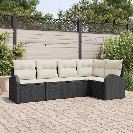 vidaXL Set di divani da giardino 5 pezzi con cuscini in rattan nero