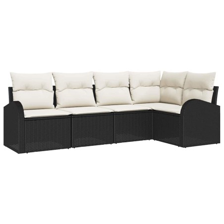 vidaXL Set di divani da giardino 5 pezzi con cuscini in rattan nero