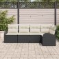 vidaXL Set di divani da giardino 5 pezzi con cuscini in rattan nero