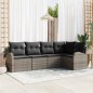 vidaXL Set di divani da giardino con 5 pezzi e cuscini grigi in rattan sintetico vidaXL Set di divani da giardino con 5 pezzi e cuscini grigi in rattan sintetico