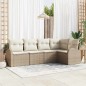 vidaXL Set Divano da Giardino 5 Pezzi in Rattan Sintetico Beige con Cuscini