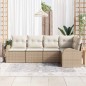 vidaXL Set Divano da Giardino 5 Pezzi in Rattan Sintetico Beige con Cuscini
