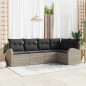 vidaXL Set Divano da Giardino 5 Pezzi con Cuscini in Rattan, Poliestere Grigio Chiaro