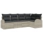 vidaXL Set Divano da Giardino 5 Pezzi con Cuscini in Rattan, Poliestere Grigio Chiaro
