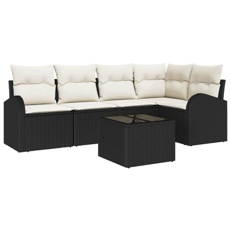 vidaXL Set di divani da giardino 6 pezzi con cuscini marroni in polirattan
