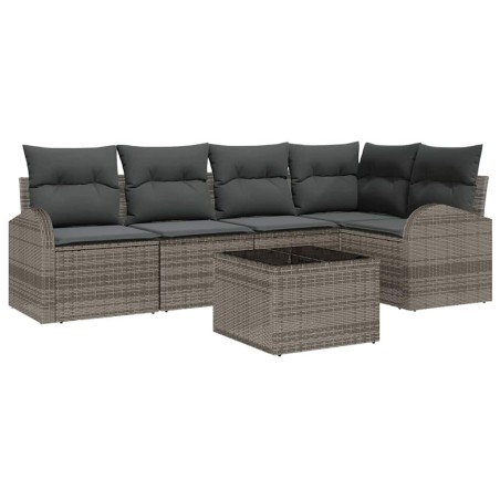 vidaXL Set Divano da Giardino 6 Pezzi con Cuscini Grigio in Polyrattan