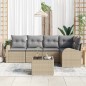 vidaXL Set da giardino di 6 pezzi con cuscini neri in rattan sintetico.