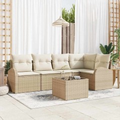 vidaXL Set da Giardino di 6 Pezzi con Cuscini Marroni in Rattan Sintetico