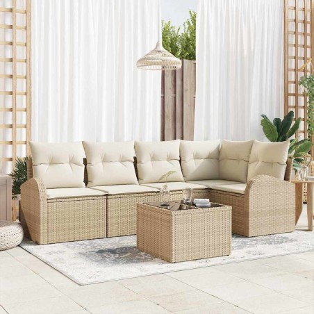 vidaXL Set da Giardino di 6 Pezzi con Cuscini Marroni in Rattan Sintetico