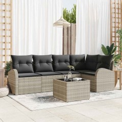 vidaXL Set di divani da giardino 6 pezzi con cuscini grigi in polyrattan