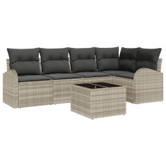 vidaXL Set di divani da giardino 6 pezzi con cuscini grigi in polyrattan