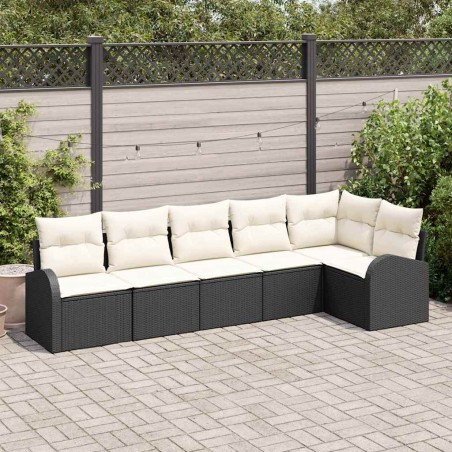 vidaXL Set di divani da giardino 6 pezzi con cuscini, in rattan sintetico nero