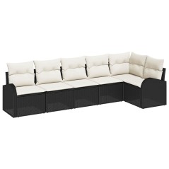 vidaXL Set di divani da giardino 6 pezzi con cuscini, in rattan sintetico nero