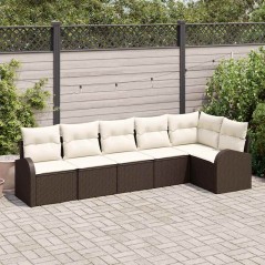 vidaXL Set da Giardino 6 Pezzi con Cuscini Marrone in Polyrattan