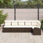 vidaXL Set da Giardino 6 Pezzi con Cuscini Marrone in Polyrattan