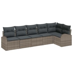 vidaXL Set Divano da Giardino 6 Pezzi in Rattan Sintetico Grigio con Cuscini.