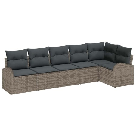 vidaXL Set Divano da Giardino 6 Pezzi in Rattan Sintetico Grigio con Cuscini.