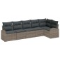 vidaXL Set Divano da Giardino 6 Pezzi in Rattan Sintetico Grigio con Cuscini.