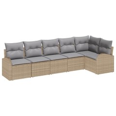 vidaXL Set di Divani da Giardino 6 Pezzi con Cuscini Beige in Polyrattan