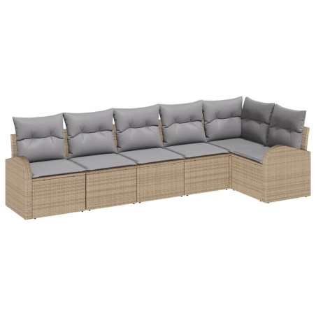 vidaXL Set di Divani da Giardino 6 Pezzi con Cuscini Beige in Polyrattan