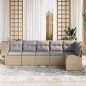 vidaXL Set di Divani da Giardino 6 Pezzi con Cuscini Beige in Polyrattan