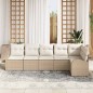 vidaXL Set Divano da Giardino 6 Pezzi con Cuscini Beige in Rattan Sintetico.