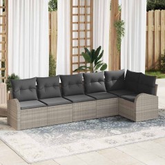 vidaXL Set da giardino a 6 pezzi di con cuscini in rattan sintetico grigio chiaro