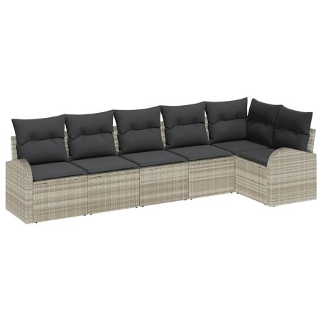 vidaXL Set da giardino a 6 pezzi di con cuscini in rattan sintetico grigio chiaro