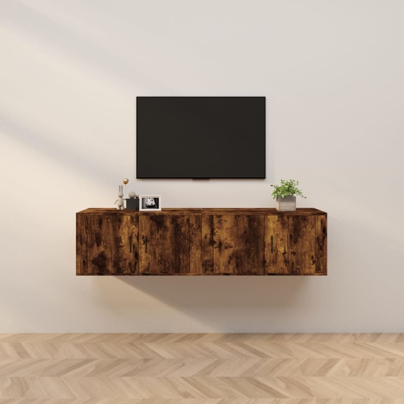 Mobili Porta TV a Parete 2 pz Rovere Fumo 80x34,5x40 cm Mobili Porta TV a Parete 2 pz Rovere Fumo 80x34,5x40 cm