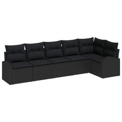 vidaXL Set di divani da giardino da 6 pezzi con cuscini in polirattan nero