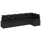 vidaXL Set di divani da giardino da 6 pezzi con cuscini in polirattan nero