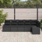 vidaXL Set di divani da giardino da 6 pezzi con cuscini in polirattan nero