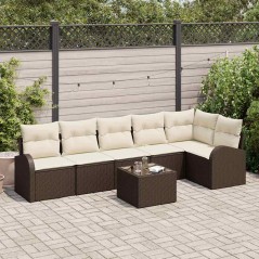 vidaXL Set di divani da giardino 6 pezzi con cuscini in rattan sintetico grigio