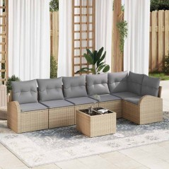 vidaXL Set da Giardino da 7 Pezzi con Cuscini in Rattan Sintetico Nero.