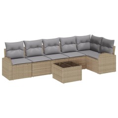 vidaXL Set da Giardino da 7 Pezzi con Cuscini in Rattan Sintetico Nero.