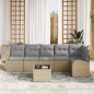 vidaXL Set da Giardino da 7 Pezzi con Cuscini in Rattan Sintetico Nero.